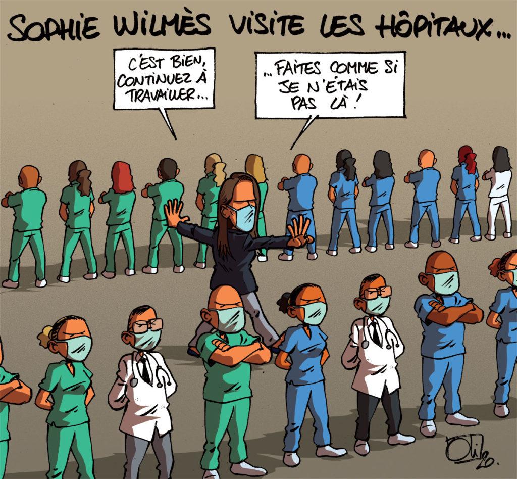 Sophie Wilmès visite les hôpitaux