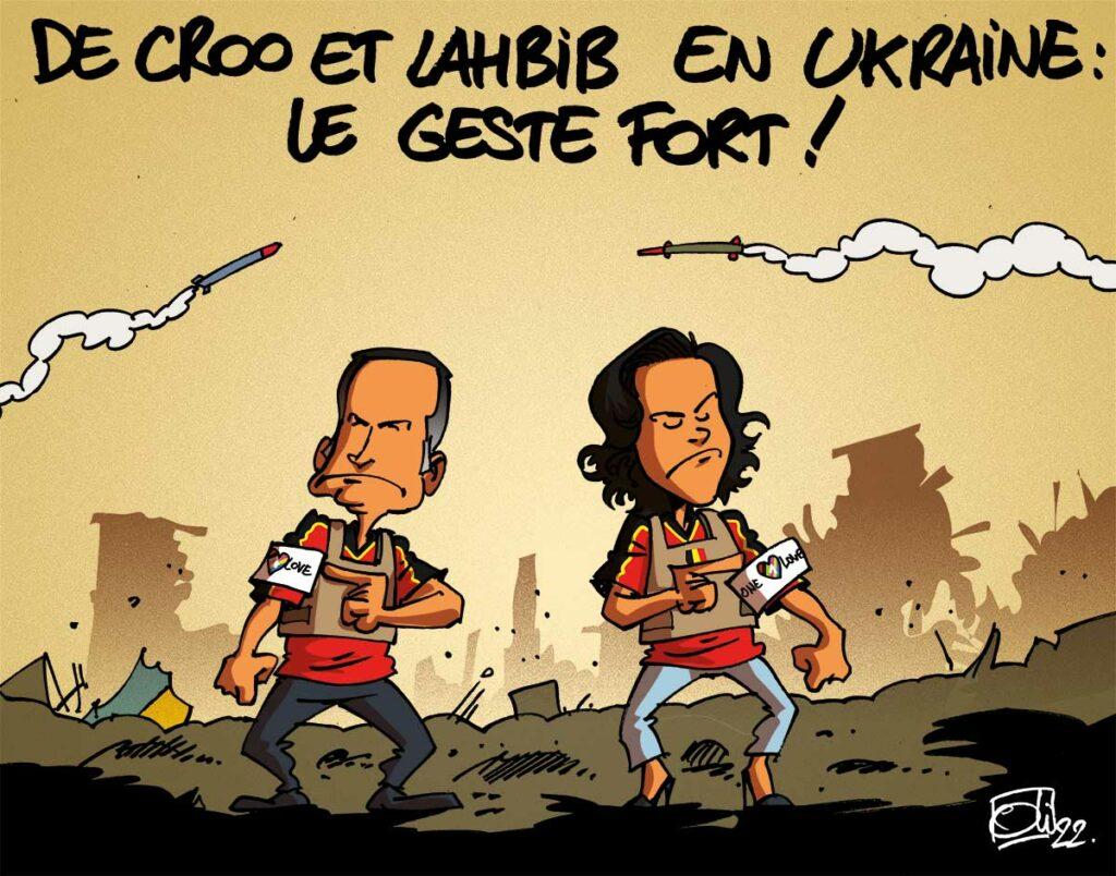 Alxander De Croo et Hadja Lahbib en Ukraine